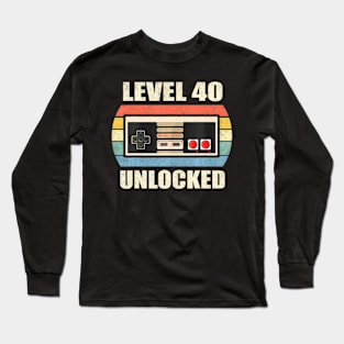 Level 40 Birthday Men Women Video Game Controller Long Sleeve T-Shirt